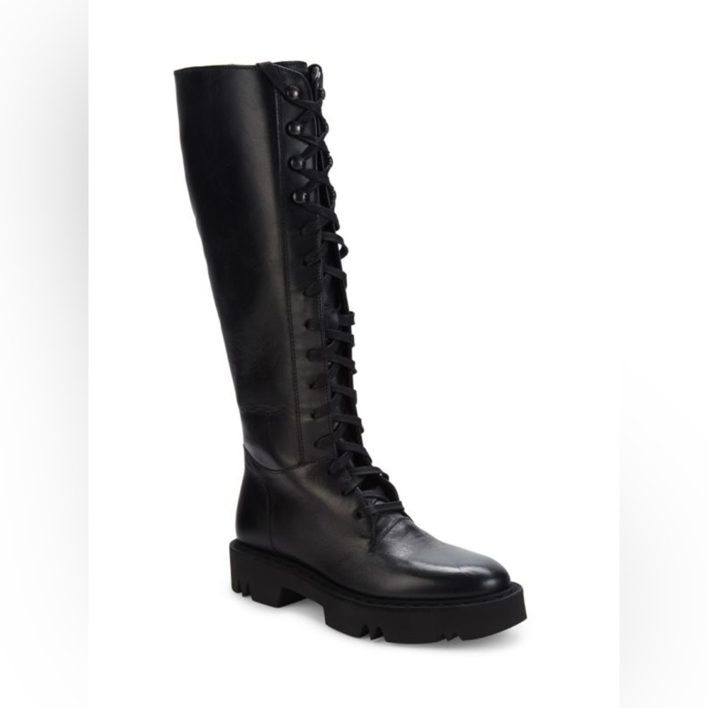 Aquatalia Helmina lace up knee high combat boots